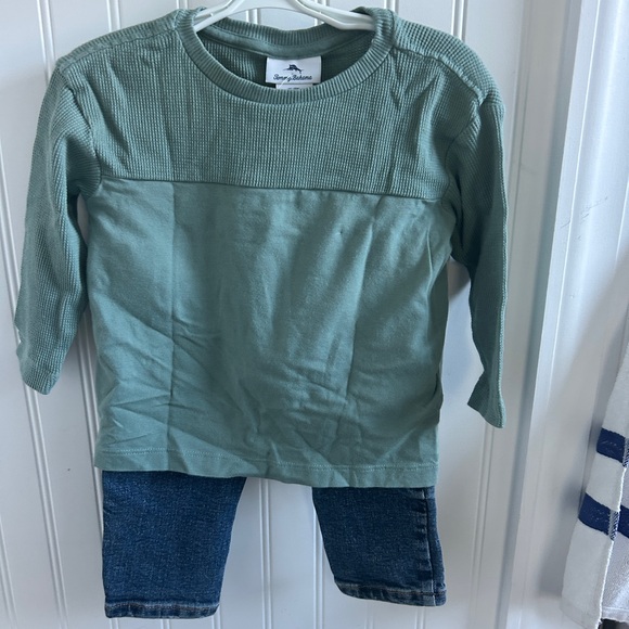 Genuine Kids From Oshkosh Other - Green Ribbed Shirt and Oshkosh blue jeans